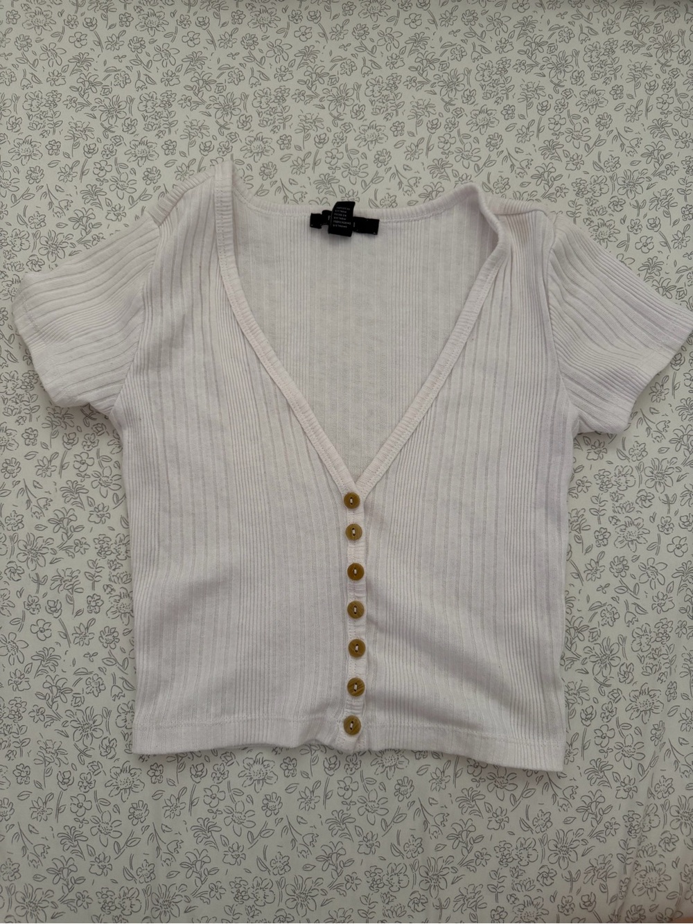 Ribbed V‑Neck Button Front Women’s Top